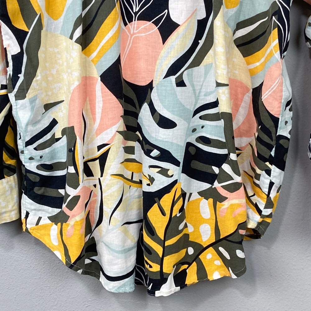 CALIA Linen Blend Shirt Size S Multicolor Tropical Button Down Oversized Top - Picture 12 of 13